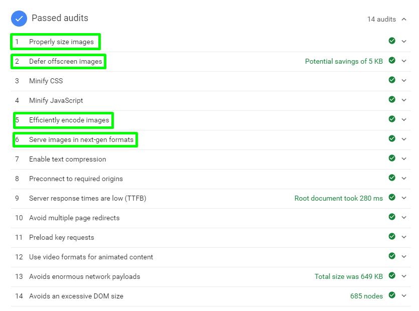 passed page speed audits