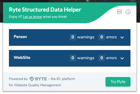 chrome extension Ryte Strcutured Data Helper